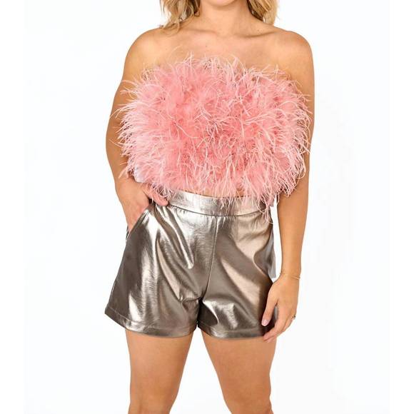 NEW BUDDYLOVE fancy strapless feather crop top in rose gold feather - Picture 1 of 3